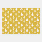 Festive Yellow and White Christmas Tree Pattern Geschenkpapier Set (Vorderseite)