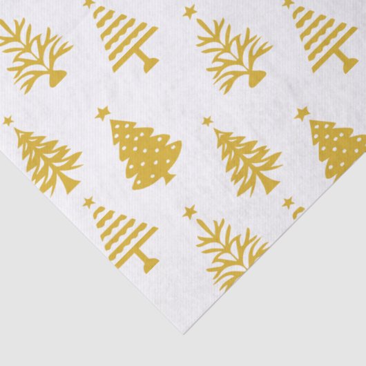 Festive Yellow and White Christmas Tree Pattern Seidenpapier (Detail)