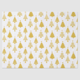 Festive Yellow and White Christmas Tree Pattern Seidenpapier