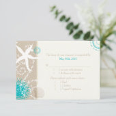 Festively Chic Beach Wedding Menu UAWG RSVP Karte (Stehend Vorderseite)