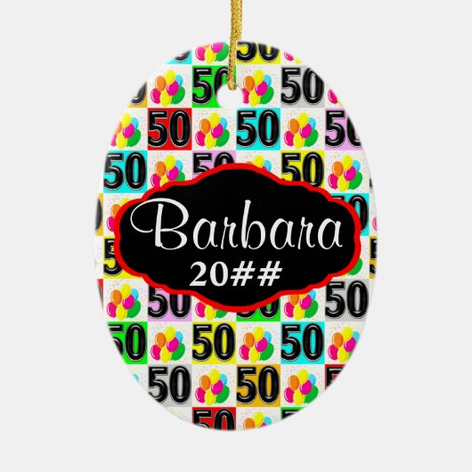 FESTIVER 50. PERSONALISIERTER UND GESTRICHENER BER KERAMIK ORNAMENT (Vorne)