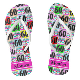 FESTIVER 60. GEBURTSTAG PERSONALISIERTER FLIP-FLOP BADESANDALEN