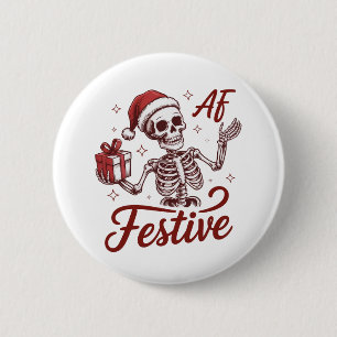 Festiver AF-Skelett-Sarkastischer-Weihnachts-Sarka Button