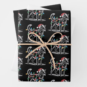 Festiver Blue Heeler Weihnachten Feiertag Rinderhu Geschenkpapier Set
