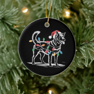 Festiver Blue Heeler Weihnachten Feiertags Rinderh Keramik Ornament