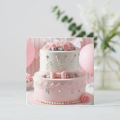 FESTIVER & FEMININISCHER PINK & WEISSER BLUMENTAG KARTE (Stehend Vorderseite)