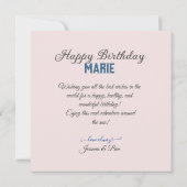 FESTIVER & FEMININISCHER PINK & WEISSER BLUMENTAG KARTE (Rückseite)