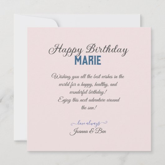 FESTIVER & FEMININISCHER PINK & WEISSER BLUMENTAG KARTE (Rückseite)