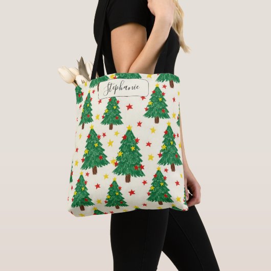 Festiver grüner Baumstern, tägliche Tasche persona (Von Nahem)