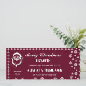 Festiver grüner Weihnachtsgeschenkgutschein (Stehend Vorderseite)