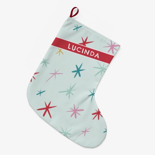 FESTIVER handgezeichneter Stern funkelt modern far Großer Weihnachtsstrumpf (Vorderansicht (hängend))