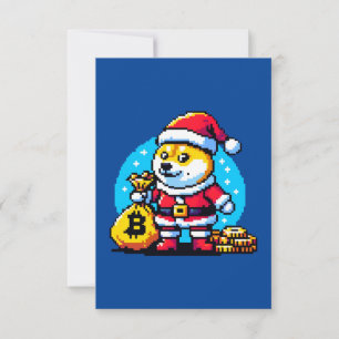 Festiver Krypto-Hund - Pixel-Art-Weihnachtsdesign Karte
