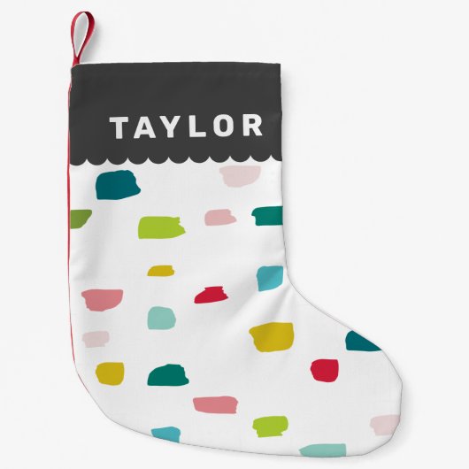 FESTIVER PAINT DABS farbenfroher, fröhlicher, hell Kleiner Weihnachtsstrumpf (Vorderseite)