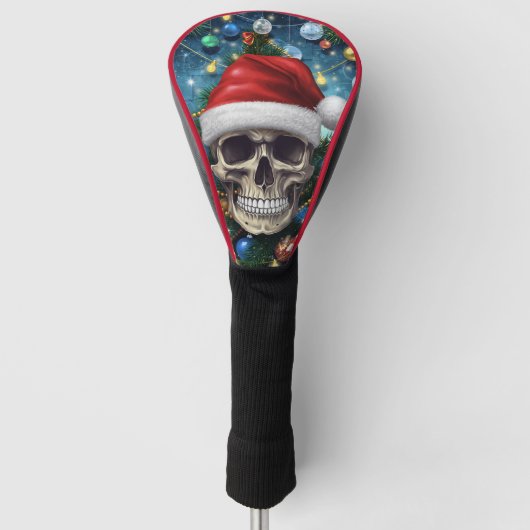 Festiver Santa-Totenkopf Golf Headcover (Vorderseite)