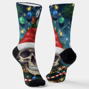Festiver Santa-Totenkopf Socken