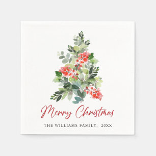 Festiver Stechpalmen-Weihnachtsbaum-Feiertags-Part Serviette