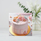 FESTIVER UND FEMININISCHER PINK FLORALLER GEBURTST KARTE (Stehend Vorderseite)