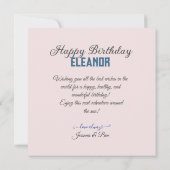 FESTIVER UND FEMININISCHER PINK FLORALLER GEBURTST KARTE (Rückseite)