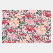 FESTIVER URLAUB Llama Poinsettia Stripe Red Green Geschenkpapier Set (Vorderseite 3)