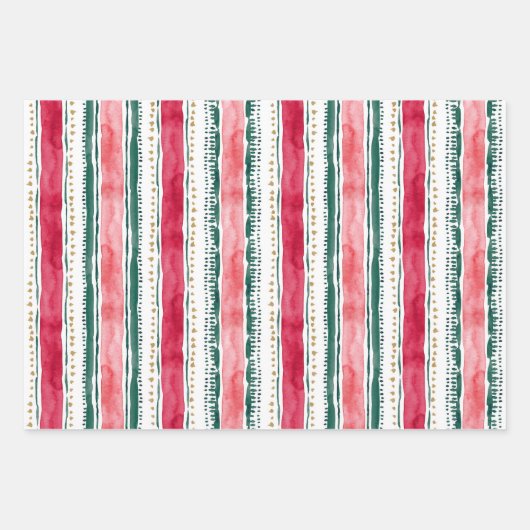 FESTIVER URLAUB Llama Poinsettia Stripe Red Green Geschenkpapier Set (Vorderseite 2)