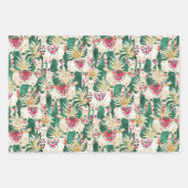 FESTIVER URLAUB Llama Poinsettia Stripe Red Green Geschenkpapier Set (Vorderseite)