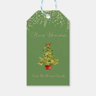 Festiver Weihnachtsbaum, Konfetti, Grün Geschenkanhänger
