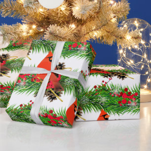 Festiver Weihnachtskardinalvogel Glänzend Geschenkpapier