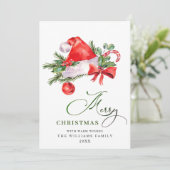 Festiver Weihnachtsmannhut Weihnachtsgruß Feiertagskarte (Stehend Vorderseite)
