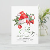 Festiver Weihnachtsmannhut Weihnachtsgruß Feiertagskarte (Stehend Vorderseite)