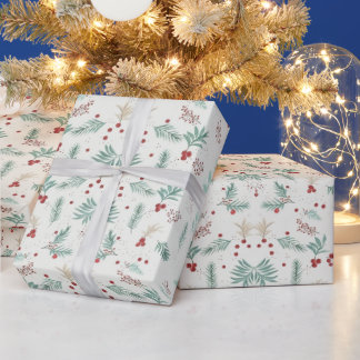 Festiver Winter-Botanik-Geschenkverpackung Geschenkpapier