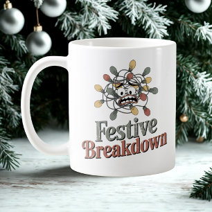 Festiver Zusammenbruch Verwirrte Weihnachtsbeleu Kaffeetasse