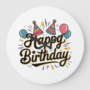 Festives Alles Gute zum Geburtstag Große Wanduhr