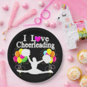 FESTIVES BLACK I LIEBE CHEERLEADING PAPIER TELLER (Party)