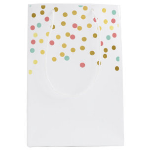 FESTIVES CONFETTI SPOT niedliches Muster Goldkoral Mittlere Geschenktüte