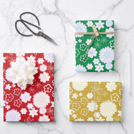 FESTIVES FLEBRATORY FLORAL BLOOMS PATTERN FERIEN GESCHENKPAPIER SET