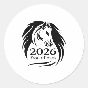 Festives Jahr des Feuerpferdes 2026 Chinesisches N Runder Aufkleber