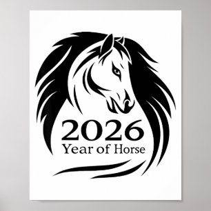 Festives Jahr des Feuerpferds 2026 Chinesisches Ne Poster
