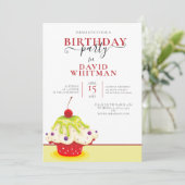 FESTIVES KUPFKAK MIT CHERRY GEBURTSTAGSPARTEI EINLADUNG (Stehend Vorderseite)