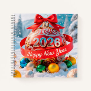 Festives Neujahrsfest 2026 Notizblock