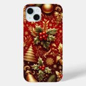 FESTIVES ROT & GOLD CHRISTMAS BÄUME HOLLY Case-Mate iPhone HÜLLE (Rückseite)