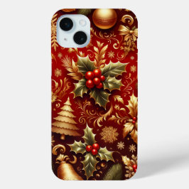 FESTIVES ROT & GOLD CHRISTMAS BÄUME HOLLY Case-Mate iPhone HÜLLE