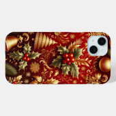 FESTIVES ROT & GOLD CHRISTMAS BÄUME HOLLY Case-Mate iPhone HÜLLE (Rückseite (Horizontal))