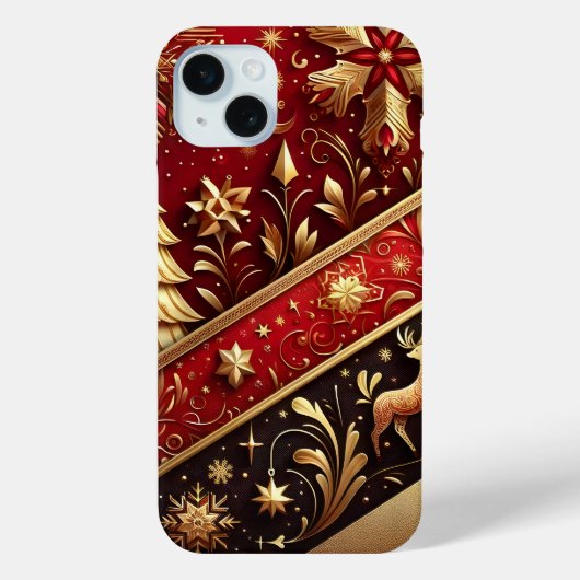 FESTIVES ROT & GOLD CHRISTMAS BÄUME HOLLY Case-Mate iPhone HÜLLE (Rückseite)