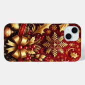 FESTIVES ROT & GOLD CHRISTMAS SNOWFLAKES HOLLY Case-Mate iPhone HÜLLE (Rückseite (Horizontal))