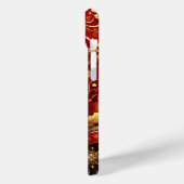 FESTIVES ROT & GOLD CHRISTMAS SNOWFLAKES HOLLY Case-Mate iPhone HÜLLE (Rückseite / Links)