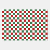 Festives rotes, grünes Prüfmuster Geschenkpapier Set (Vorderseite)