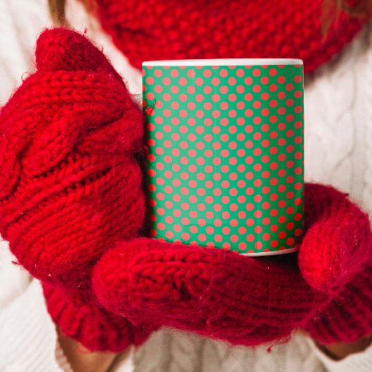 Festives rotes und grünes Polka-Punktmuster Kaffeetasse