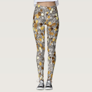 Festivgold gemischte Fliesen Muster Neujahr Leggings