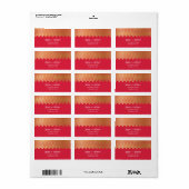 FESTIVLABEL Modernes Zickzack Muster Goldfolie rot Adressaufkleber (Vorne)
