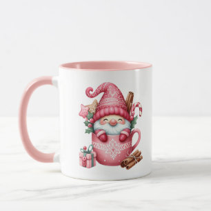 Festivrosa Weihnachtsgnome fügen Monogramm hinzu Tasse